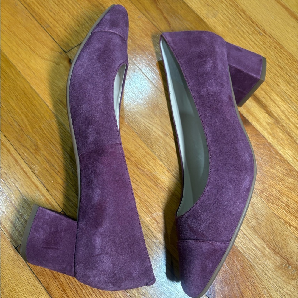 Cole Haan Grand.oS Alanna purple suede Block Heels size 9.5b - Picture 7 of 9